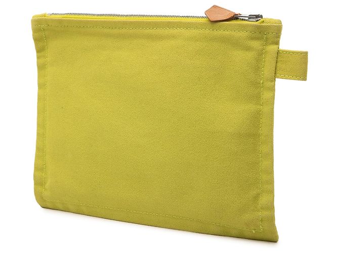 Pouch con zip Hermès Green Toile Bora Bora PM D'oro Verde - vista 2