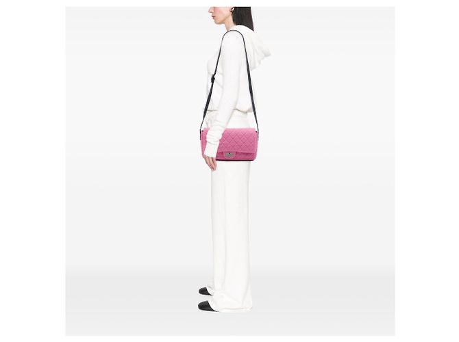 Chanel Pink Jumbo Quilted Tweed Reissue 2.55 Easy Messenger Flap Rosa - vista 6