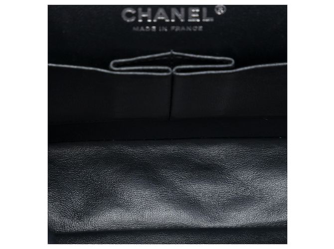 Chanel Black Medium Classic Shiny Crumpled Calfskin So Black Double Flap Nero - vista 4