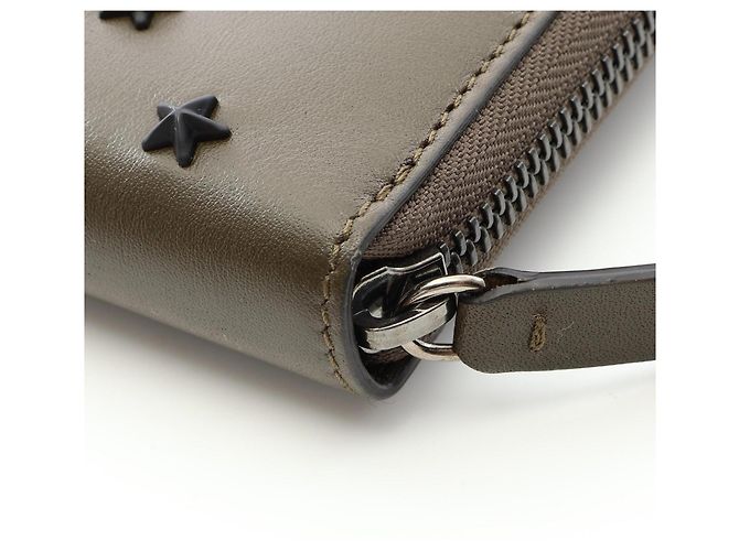 Jimmy Choo Carnaby Star Studded Long Wallet Khaki - view 6