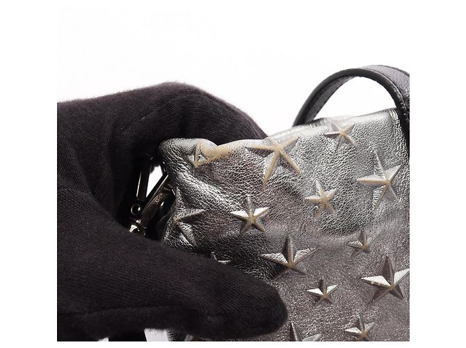 Borsa 2-way Jimmy Choo MINISARA con borchie a stella Nero Argento - vista 13