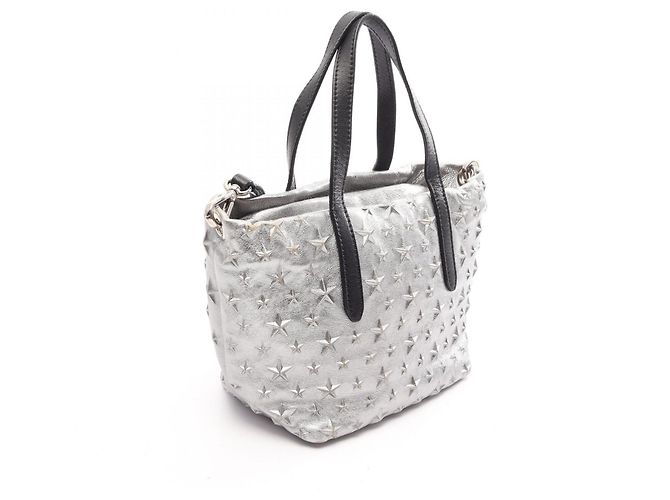 Borsa 2-way Jimmy Choo MINISARA con borchie a stella Nero Argento - vista 2