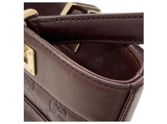 Borsa Gucci 145994 GG Signature Shima Horsebit Marrone - vista 11