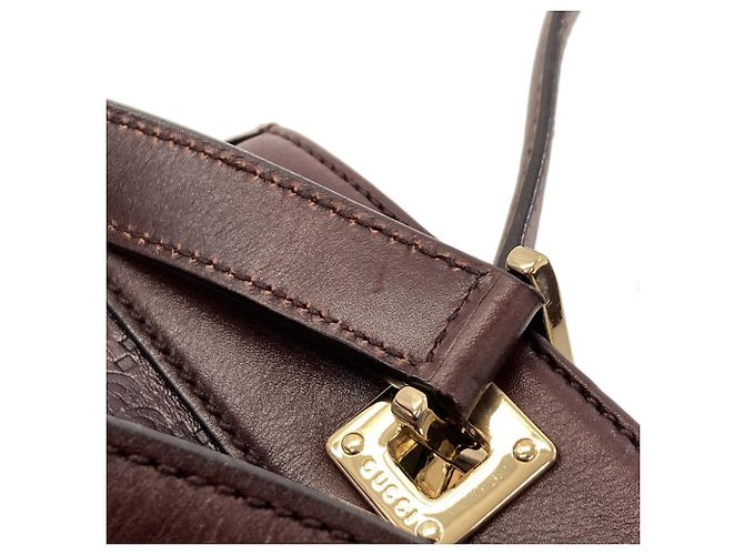 Borsa Gucci 145994 GG Signature Shima Horsebit Marrone - vista 13