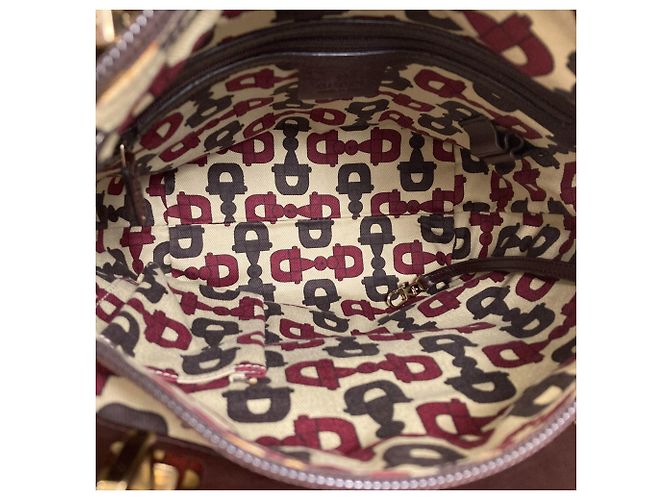 Borsa Gucci 145994 GG Signature Shima Horsebit Marrone - vista 5