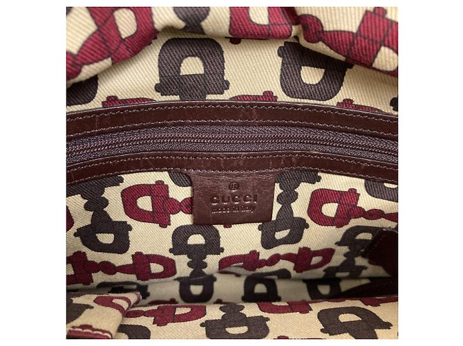 Borsa Gucci 145994 GG Signature Shima Horsebit Marrone - vista 6
