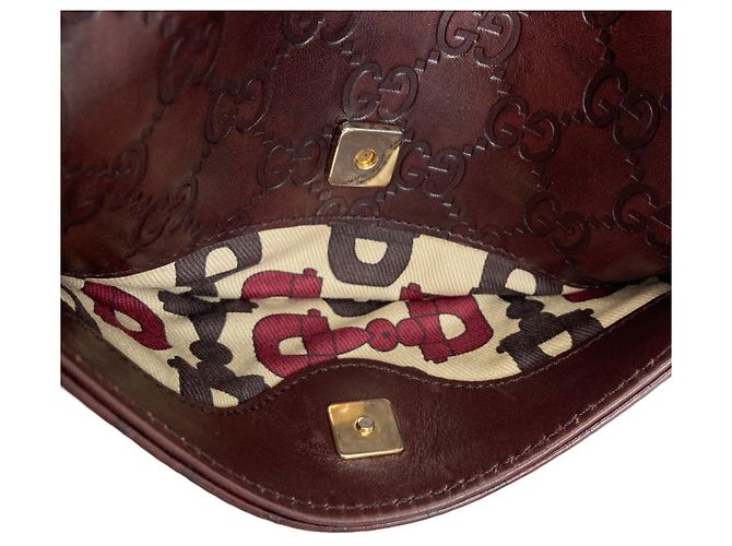 Borsa Gucci 145994 GG Signature Shima Horsebit Marrone - vista 8