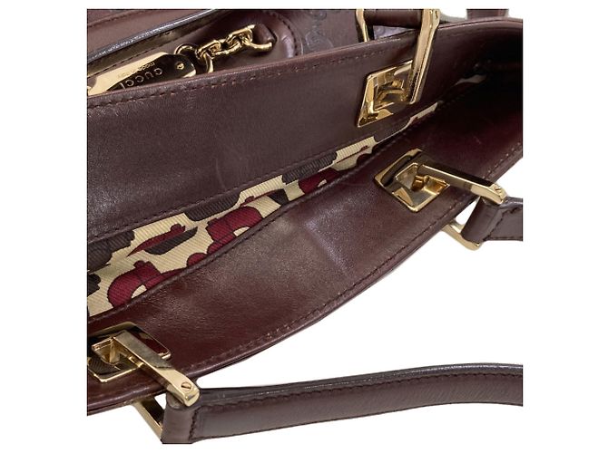 Borsa Gucci 145994 GG Signature Shima Horsebit Marrone - vista 9