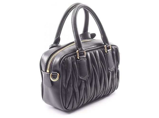 Borsa a mano 2-Way Miu Miu Matelassé in pelle nera Nero - vista 2