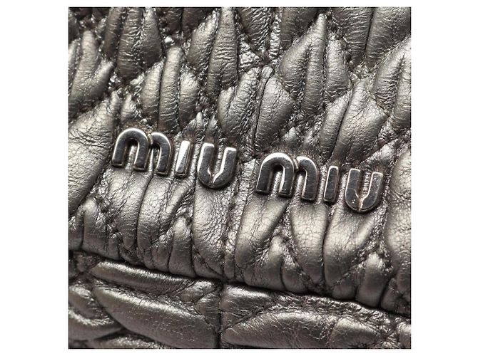 Borsa a tracolla 2-Way Miu Miu Matelassé Argento - vista 8