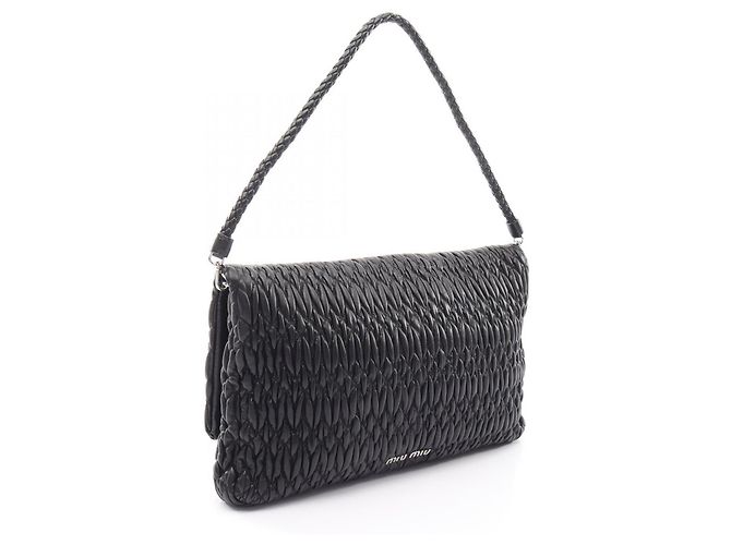 Borsa a tracolla Miu Miu Matelassé in nappa e cristalli Nero - vista 2