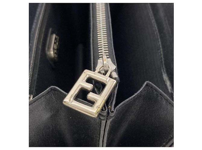 Fendi Logo Handbag in Suede Black - view 10
