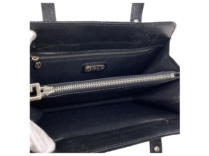 Fendi Logo Handbag in Suede Black - view 5