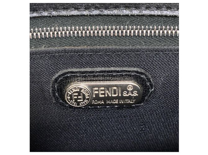 Fendi Logo Handbag in Suede Black - view 6