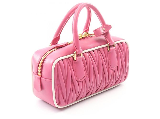 Borsa 2-Way Miu Miu Matelassé Rosa Bianco - vista 2