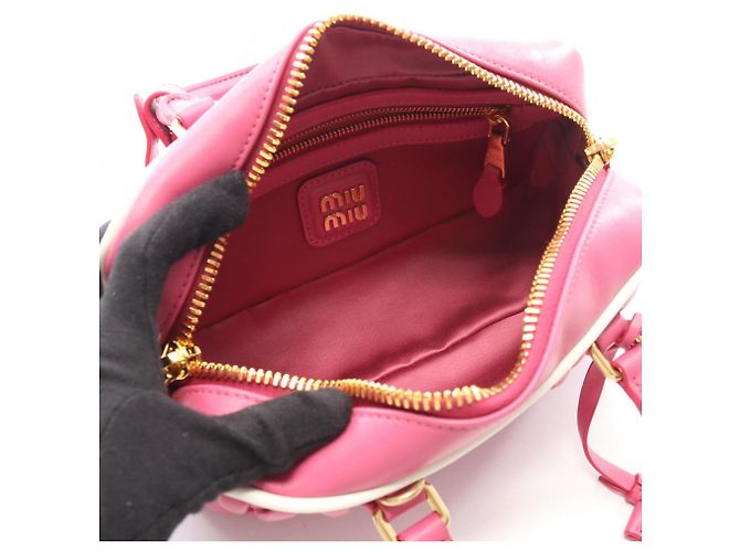 Borsa 2-Way Miu Miu Matelassé Rosa Bianco - vista 3