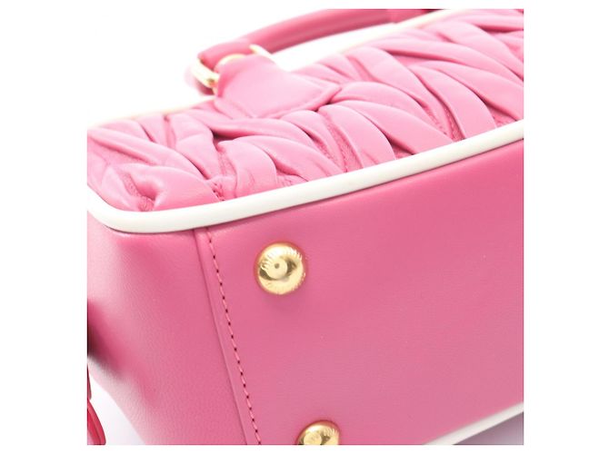 Borsa 2-Way Miu Miu Matelassé Rosa Bianco - vista 5