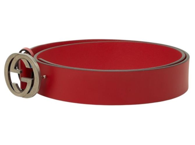Cintura in pelle Gucci Interlocking G Rosso - vista 2