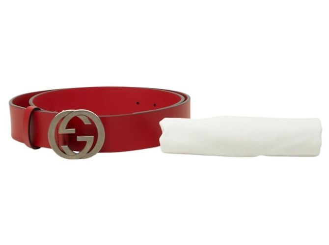 Cintura in pelle Gucci Interlocking G Rosso - vista 6