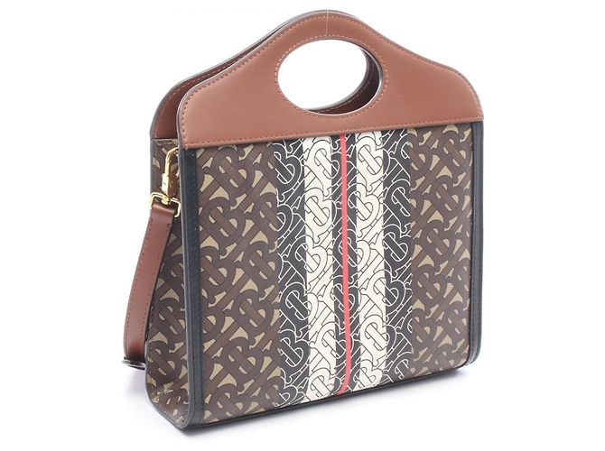 Borsa Mini Pocket Burberry Marrone Nero Multicolore - vista 2