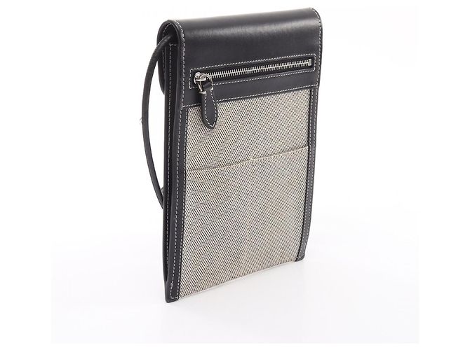 Borsa a tracolla porta-cellulare in tela e pelle Burberry Marrone Nero - vista 2