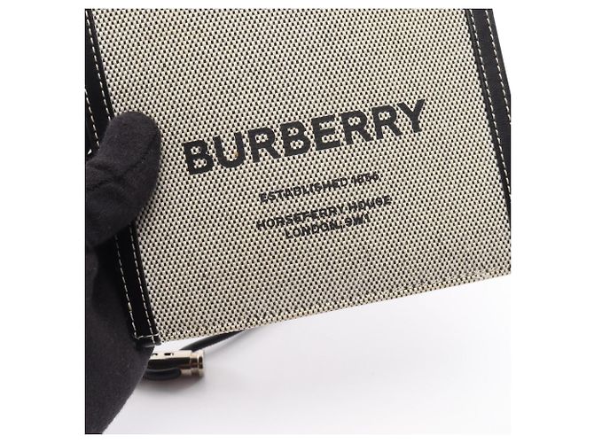 Borsa a tracolla porta-cellulare in tela e pelle Burberry Marrone Nero - vista 8