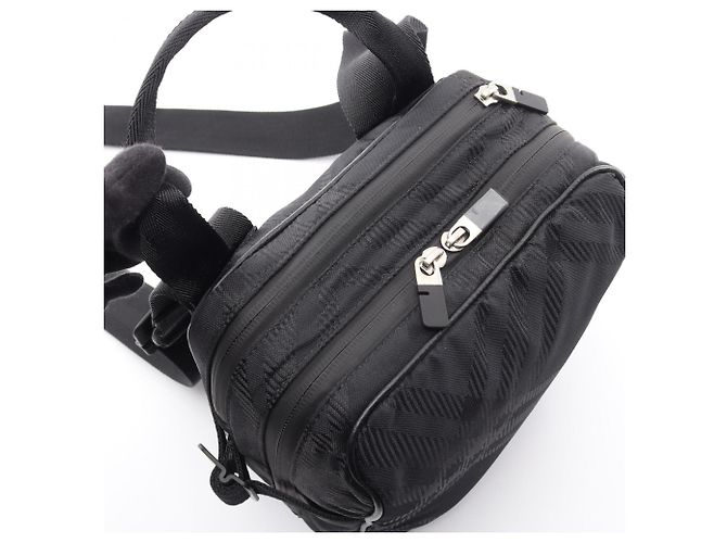 Borsa a tracolla Burberry Check Jacquard Nero - vista 8
