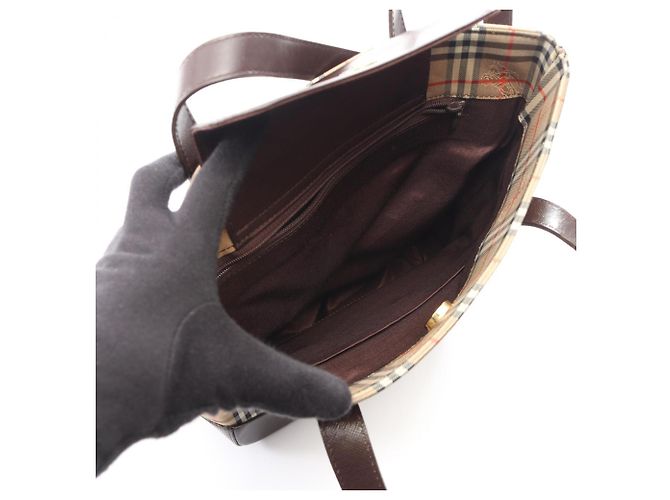 Borsa Tote Burberry Nova Check Marrone Beige - vista 3