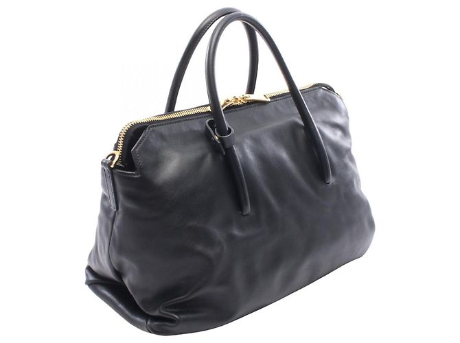 Sac à main 2-Way Miu Miu en cuir noir - vue 2