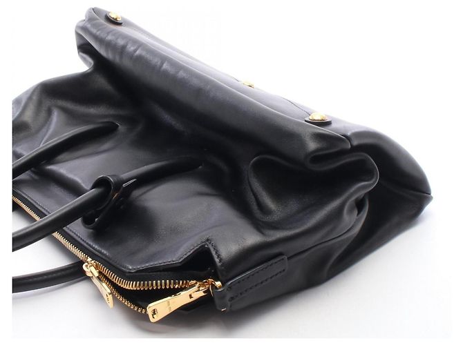 Sac à main 2-Way Miu Miu en cuir noir - vue 6