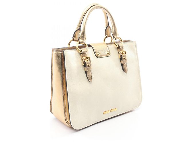 Borsa a mano 2-Way Miu Miu Madras Bianco D'oro - vista 2