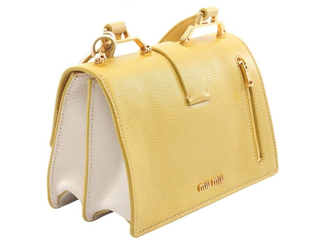 Borsa a tracolla Miu Miu Madras Bianco Giallo - vista 2