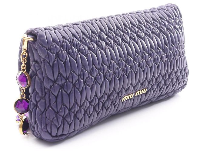 Borsa a mano Miu Miu Matelassé in pelle viola Porpora - vista 2