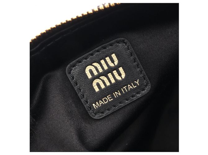 Borsa a tracolla a sacchetto Miu Miu in pelle nera e tessuto Nero - vista 4