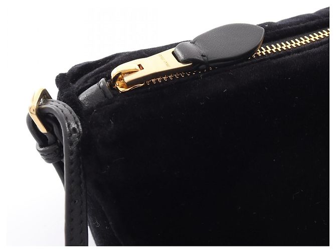Borsa a tracolla a sacchetto Miu Miu in pelle nera e tessuto Nero - vista 5