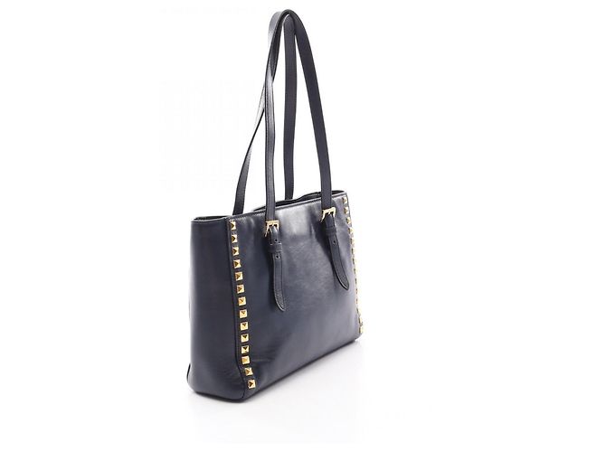Borsa Tote Miu Miu blu navy con borchie - vista 2