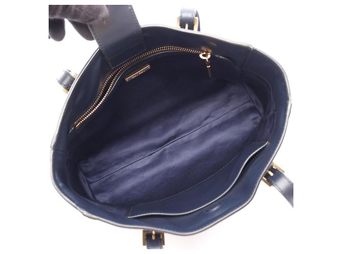 Borsa Tote Miu Miu blu navy con borchie - vista 3
