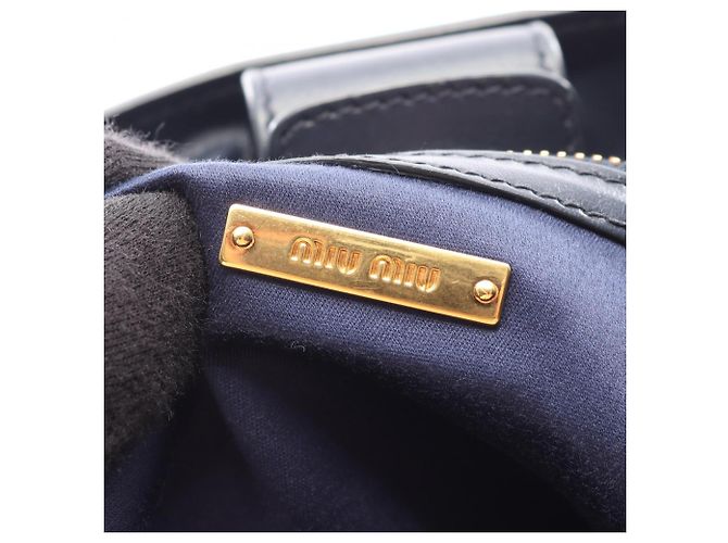 Borsa Tote Miu Miu blu navy con borchie - vista 4