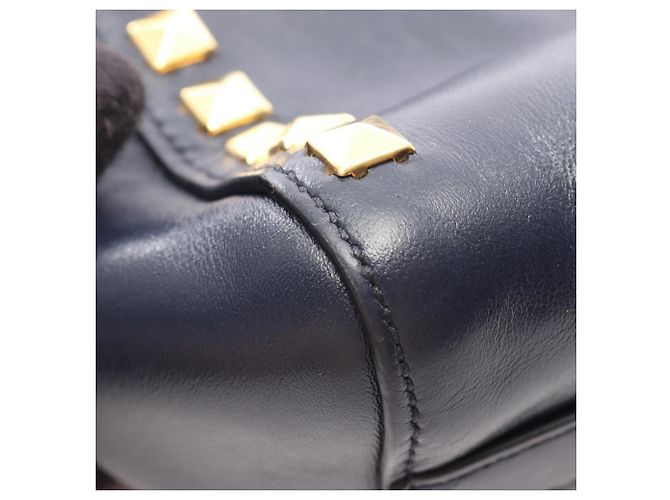 Borsa Tote Miu Miu blu navy con borchie - vista 7