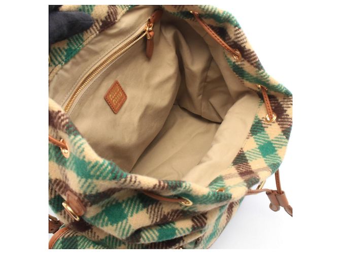 Zaino/Borsa Miu Miu Check Multicolore Beige Verde - vista 3