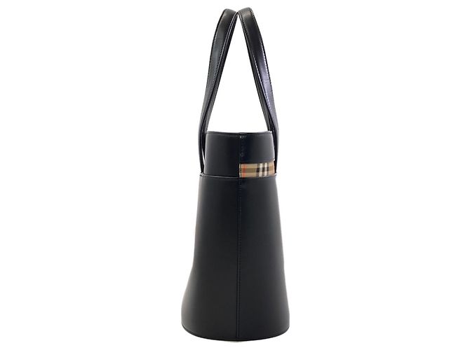 Borsa a mano in pelle Burberry Check da donna Nero - vista 3