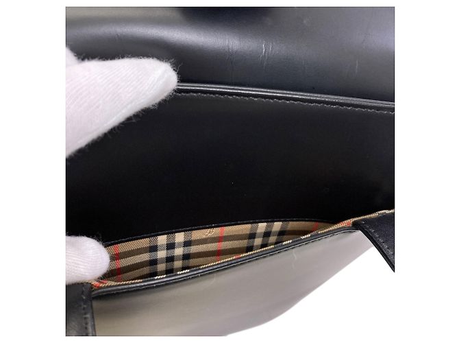 Borsa a mano in pelle Burberry Check da donna Nero - vista 8