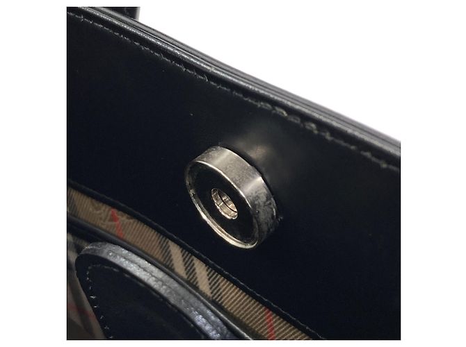 Borsa a mano in pelle Burberry Check da donna Nero - vista 9