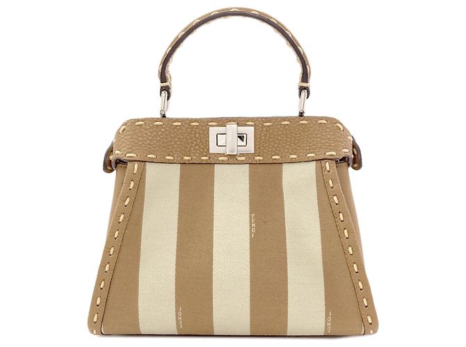 Fendi Peekaboo Mini Selleria Pecan Stripe Handtasche Braun - Ansicht 2
