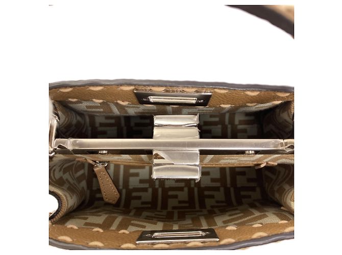 Fendi Peekaboo Mini Selleria Pecan Stripe Handtasche Braun - Ansicht 5