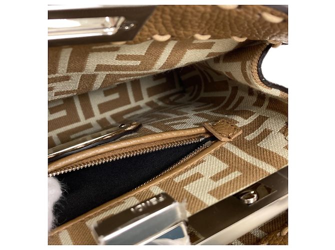 Fendi Peekaboo Mini Selleria Pecan Stripe Handtasche Braun - Ansicht 8