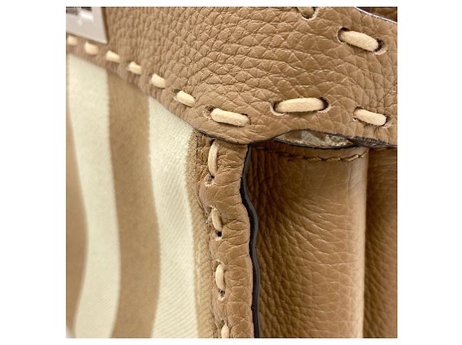 Fendi Peekaboo Mini Selleria Pecan Stripe Handtasche Braun - Ansicht 9