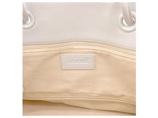 Borsa Tote Loewe Crown in Pelle Bianca Bianco - vista 6