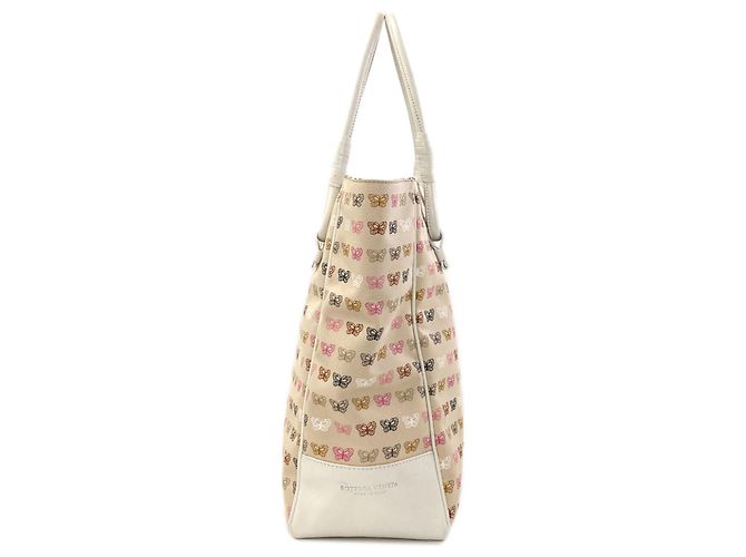 Borsa Tote in tela con stampa a farfalla Bottega Veneta Rosa Bianco Beige - vista 3
