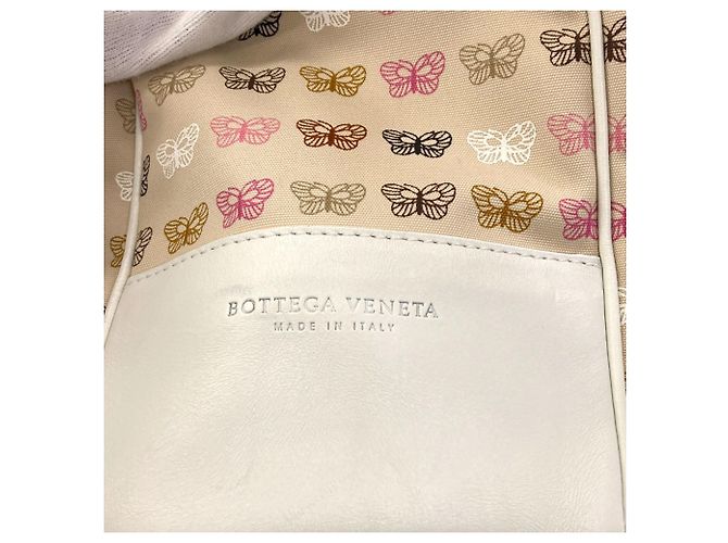 Borsa Tote in tela con stampa a farfalla Bottega Veneta Rosa Bianco Beige - vista 8